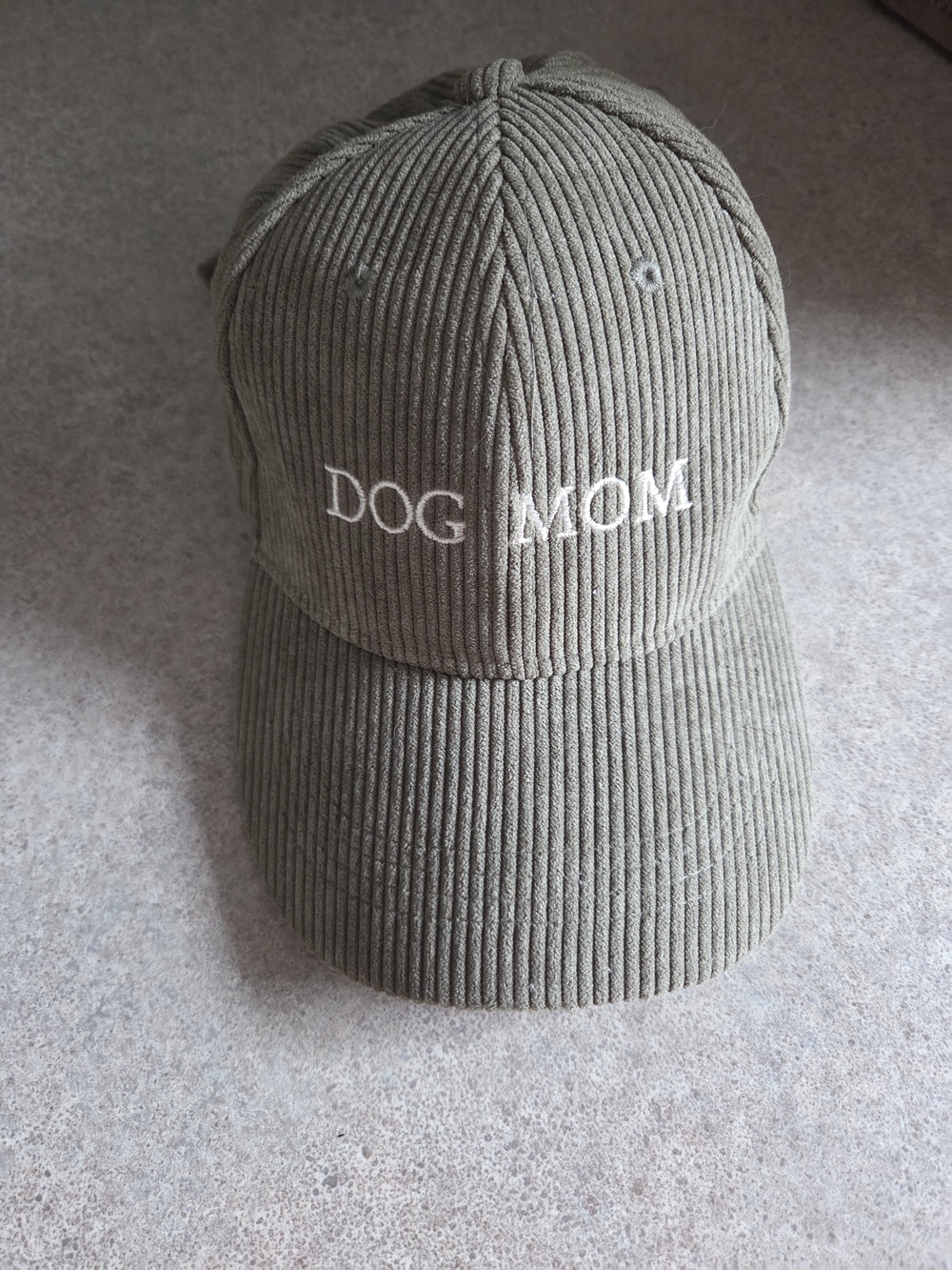 DOG MOM Olive Corduroy Baseball Cap - Unbranded